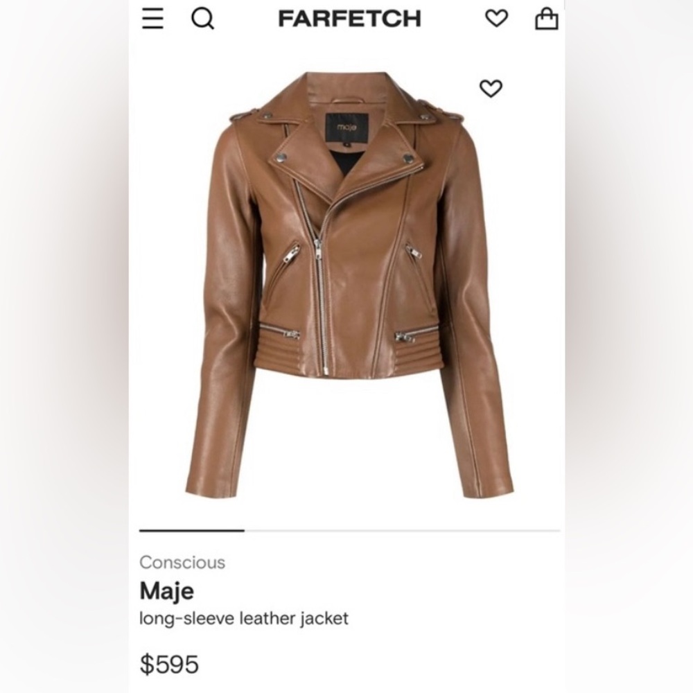 Maje Basalt Leather Jacket, Size 40